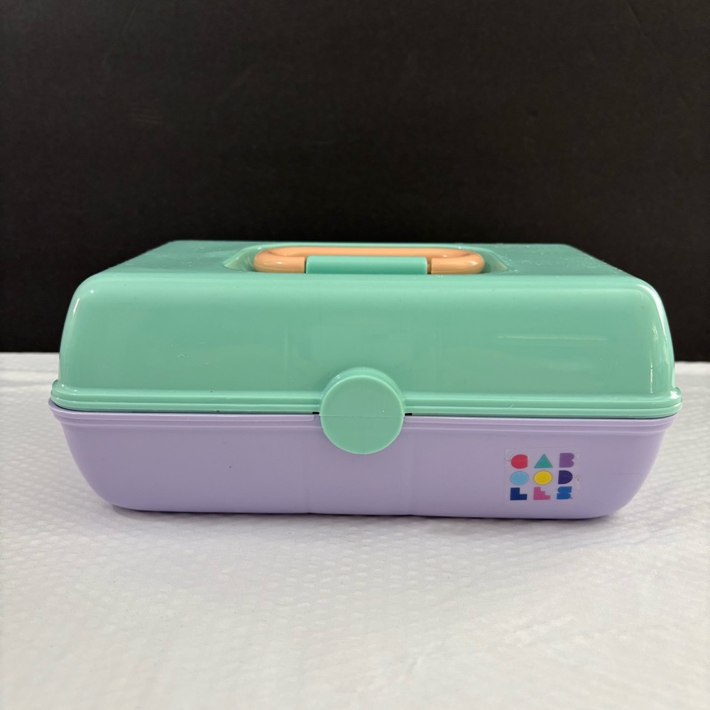 Retro Caboodle Mini Makeup Case Organizer Teal Purple Lavender
